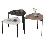 Tavolino da Salotto Nero Marrone Noce set 3 Pezzi Forma Triangolare 45x45x45h cm, Colore Ripiano Marrone - Carro
