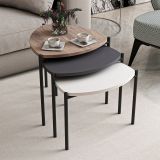 Tavolino da Salotto Nero Marrone Noce set 3 Pezzi Forma Triangolare 45x45x45h cm, Colore Ripiano Marrone - Carro