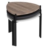Tavolino da Salotto Nero Marrone Noce set 3 Pezzi Forma Triangolare 45x45x45h cm, Colore Ripiano Marrone - Carro