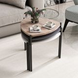 Tavolino da Salotto Nero Marrone Noce set 3 Pezzi Forma Triangolare 45x45x45h cm, Colore Ripiano Marrone - Carro