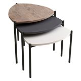 Tavolino da Salotto Nero Marrone Noce set 3 Pezzi Forma Triangolare 45x45x45h cm, Colore Ripiano Marrone - Carro