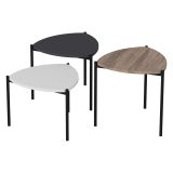 Tavolino da Salotto Nero Marrone Noce set 3 Pezzi Forma Triangolare 45x45x45h cm, Colore Ripiano Marrone - Carro