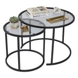 Tavolino da Salotto Nero Modulabile Forma Rotondo 42x42x39h cm, Sfumatura Colore Ripiano Fume - Vetusto