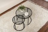 Tavolino da Salotto Nero Modulabile Forma Rotondo 42x42x39h cm, Sfumatura Colore Ripiano Fume - Vetusto