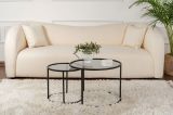 Tavolino da Salotto Nero Modulabile Forma Rotondo 42x42x39h cm, Sfumatura Colore Ripiano Fume - Vetusto