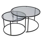 Tavolino da Salotto Nero Modulabile Forma Rotondo 60x60x39h cm, Sfumatura Colore Ripiano Fume - Lambrugo