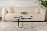 Tavolino da Salotto Nero Modulabile Forma Rotondo 60x60x43h cm, Materiale Piano in Vetro - Simaxis
