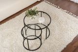 Tavolino da Salotto Nero Modulabile Forma Rotondo 60x60x43h cm, Materiale Piano in Vetro - Simaxis