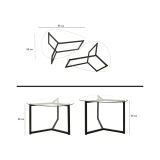 Tavolino da Salotto Nero Modulare Multifunzionale Forma Rettangolare 82x58x40h cm, Materiale Piano in Vetro - Flora
