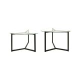 Tavolino da Salotto Nero Modulare Multifunzionale Forma Rettangolare 82x58x40h cm, Materiale Piano in Vetro - Flora