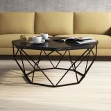 Tavolino da Salotto Nero Nero Marmo Forma Ottagonale Materiale Piano in Legno Nobilitato 90x90x38h cm, Colore Ripiano Nero - Coazzolo