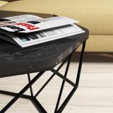 Tavolino da Salotto Nero Nero Marmo Forma Ottagonale Materiale Piano in Legno Nobilitato 90x90x38h cm, Colore Ripiano Nero - Coazzolo