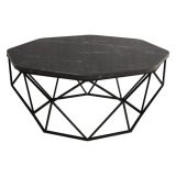 Tavolino da Salotto Nero Nero Marmo Forma Ottagonale Materiale Piano in Legno Nobilitato 90x90x38h cm, Colore Ripiano Nero - Coazzolo