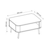 Tavolino da Salotto Nero oro Angoli Arrotondati un Vano 80x60x42h cm, Forma Rettangolare - Lirefa