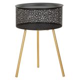 Tavolino da Salotto Nero oro Contenitore un Vano 35x35x50h cm, Piano Sollevabile - Mukall
