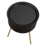Tavolino da Salotto Nero oro Contenitore un Vano 35x35x50h cm, Piano Sollevabile - Mukall