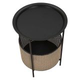 Tavolino da Salotto Nero oro Contenitore un Vano 40x40x50h cm, Forma Rotondo - Swakom