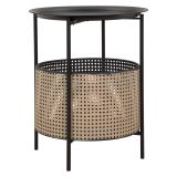 Tavolino da Salotto Nero oro Contenitore un Vano 40x40x50h cm, Forma Rotondo - Swakom
