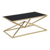 Tavolino da Salotto Nero oro Forma Rettangolare Colore Ripiano Nero 110x60x45h cm, Materiale Struttura in Metallo - Keswic