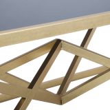 Tavolino da Salotto Nero oro Forma Rettangolare Colore Ripiano Nero 110x60x45h cm, Materiale Struttura in Metallo - Keswic