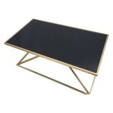 Tavolino da Salotto Nero oro Forma Rettangolare Colore Ripiano Nero 110x60x45h cm, Materiale Struttura in Metallo - Keswic