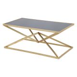 Tavolino da Salotto Nero oro Forma Rettangolare Colore Ripiano Nero 110x60x45h cm, Materiale Struttura in Metallo - Keswic