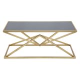 Tavolino da Salotto Nero oro Forma Rettangolare Colore Ripiano Nero 110x60x45h cm, Materiale Struttura in Metallo - Keswic