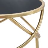 Tavolino da Salotto Nero oro Portatelefono Forma Rotondo 40x40x80h cm, Colore Ripiano Nero - Uspall