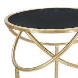Tavolino da Salotto Nero oro Portatelefono Forma Rotondo 40x40x80h cm, Colore Ripiano Nero - Uspall