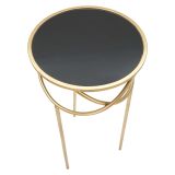 Tavolino da Salotto Nero oro Portatelefono Forma Rotondo 40x40x80h cm, Colore Ripiano Nero - Uspall