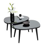 Tavolino da Salotto Nero Piano in Vetro Temperato Forma Ovale 75x55x38h cm, Sfumatura Colore Ripiano Fume - Cassiano