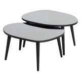 Tavolino da Salotto Nero Piano in Vetro Temperato Forma Ovale 75x55x38h cm, Sfumatura Colore Ripiano Fume - Cassiano