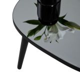 Tavolino da Salotto Nero Piano in Vetro Temperato Forma Ovale 75x55x38h cm, Sfumatura Colore Ripiano Fume - Frontone