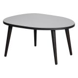 Tavolino da Salotto Nero Piano in Vetro Temperato Forma Ovale 75x55x38h cm, Sfumatura Colore Ripiano Fume - Frontone