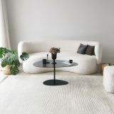 Tavolino da Salotto Nero Piano in Vetro Temperato Forma Ovale 90x60x40h cm, Sfumatura Colore Ripiano Fume - Tremiti