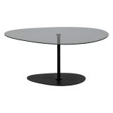 Tavolino da Salotto Nero Piano in Vetro Temperato Forma Ovale 90x60x40h cm, Sfumatura Colore Ripiano Fume - Tremiti