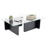 Tavolino da Salotto Nero Portariviste Forma Rettangolare 105x65x30h cm, Materiale Piano in Vetro - Kallias