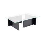 Tavolino da Salotto Nero Portariviste Forma Rettangolare 105x65x30h cm, Materiale Piano in Vetro - Kallias