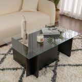 Tavolino da Salotto Nero Portariviste Forma Rettangolare 105x65x40h cm, Materiale Piano in Vetro - Azriel