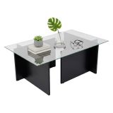 Tavolino da Salotto Nero Portariviste Forma Rettangolare 105x65x40h cm, Materiale Piano in Vetro - Azriel
