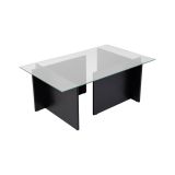Tavolino da Salotto Nero Portariviste Forma Rettangolare 105x65x40h cm, Materiale Piano in Vetro - Azriel