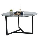 Tavolino da Salotto Nero Portariviste Forma Rotonda 75x75x42h cm, Materiale Piano in Vetro - Esperia