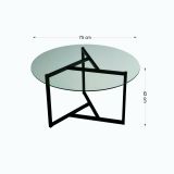 Tavolino da Salotto Nero Portariviste Forma Rotonda 75x75x42h cm, Materiale Piano in Vetro - Esperia