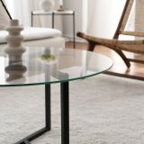 Tavolino da Salotto Nero Portariviste Forma Rotonda 75x75x42h cm, Materiale Piano in Vetro - Esperia
