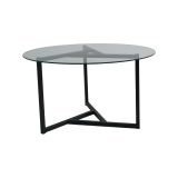 Tavolino da Salotto Nero Portariviste Forma Rotonda 75x75x42h cm, Materiale Piano in Vetro - Esperia