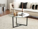 Tavolino da Salotto Nero Portariviste Forma Rotonda 75x75x42h cm, Materiale Piano in Vetro - Esperia