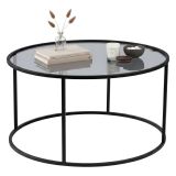 Tavolino da Salotto Nero Portariviste Forma Rotonda 80x80x43h cm, Sfumatura Colore Ripiano Fume - Geralt