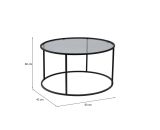 Tavolino da Salotto Nero Portariviste Forma Rotonda 80x80x43h cm, Sfumatura Colore Ripiano Fume - Geralt