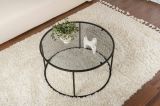 Tavolino da Salotto Nero Portariviste Forma Rotonda 80x80x43h cm, Sfumatura Colore Ripiano Fume - Geralt