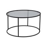 Tavolino da Salotto Nero Portariviste Forma Rotonda 80x80x43h cm, Sfumatura Colore Ripiano Fume - Geralt